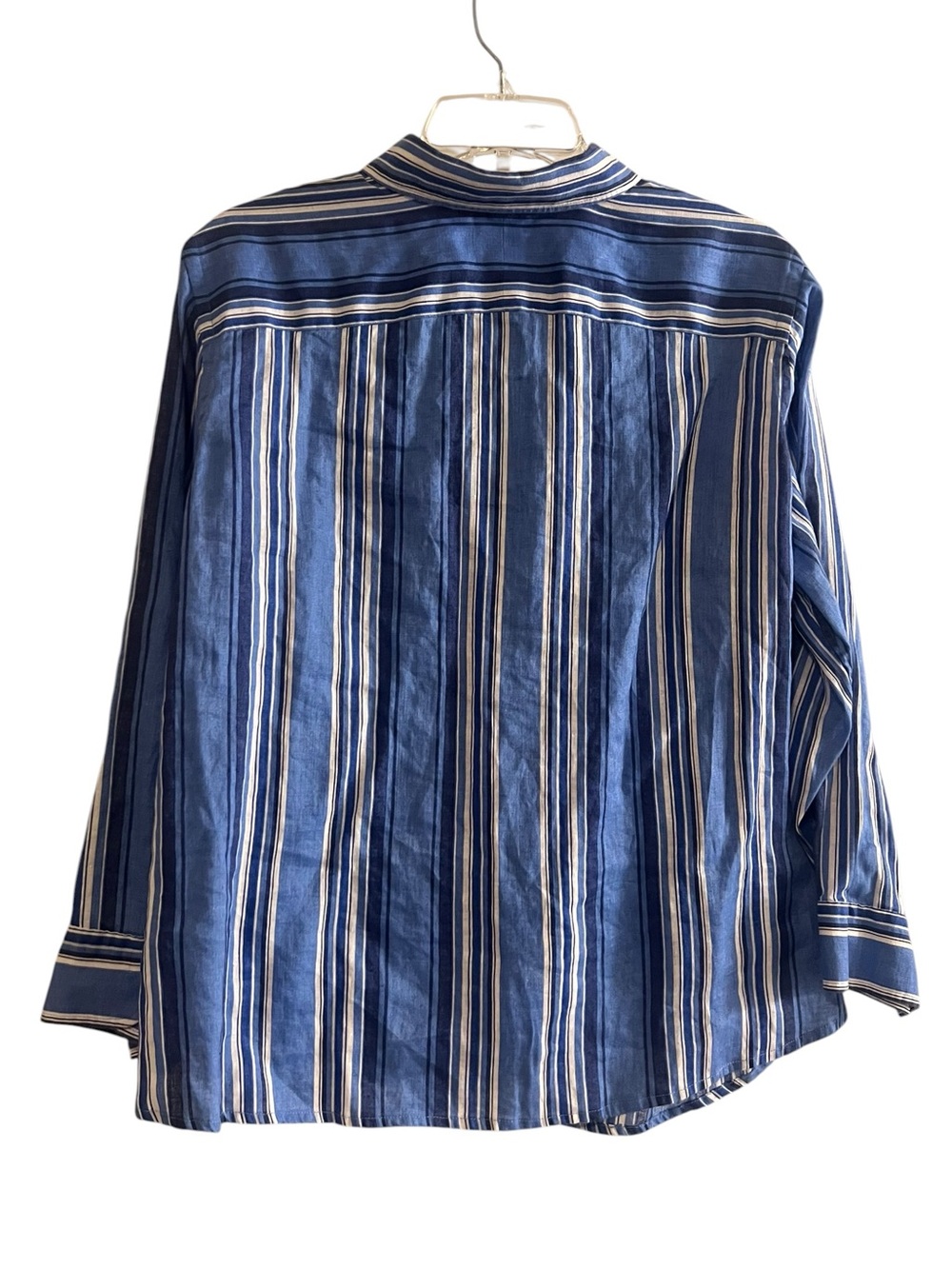 LAUREN Ralph Lauren Blue Striped Linen Button-Up Shirt 1X - Picture 2 of 3